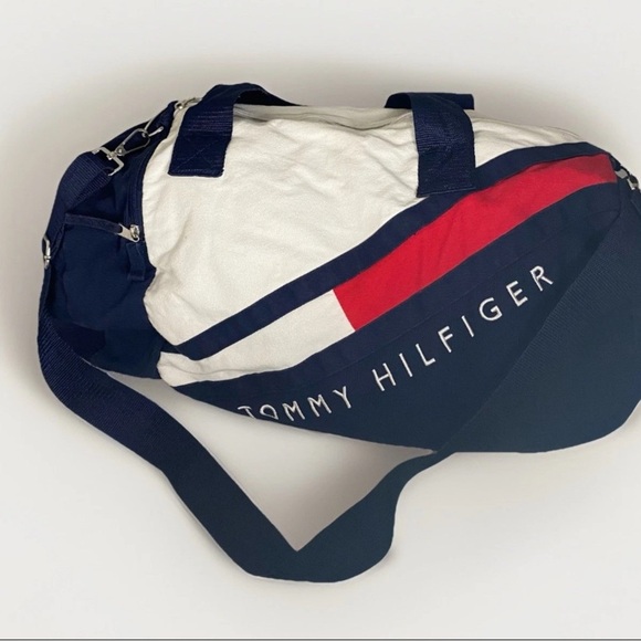 Tommy Hilfiger Blue and Red Duffel Bag with Signature Design - Picture 3 of 16